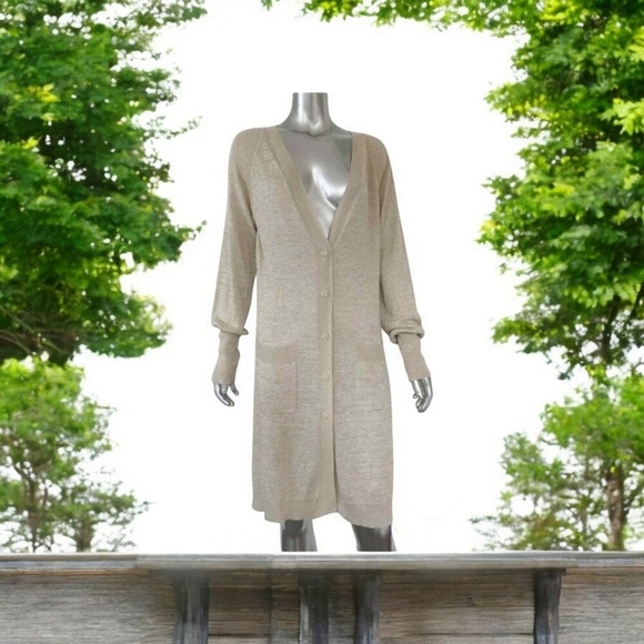 Diane Von Furstenberg DVF Longline Cardigan Jacket Sweater Metallic Size L - Picture 12 of 12